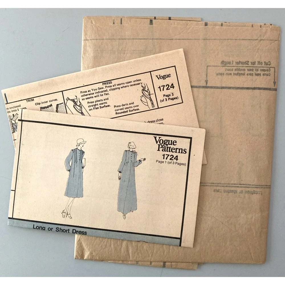 Vogue Designer Original 1724 Jean Muir Pattern Midi Maxi Evening Sz 8 Uncut '70s